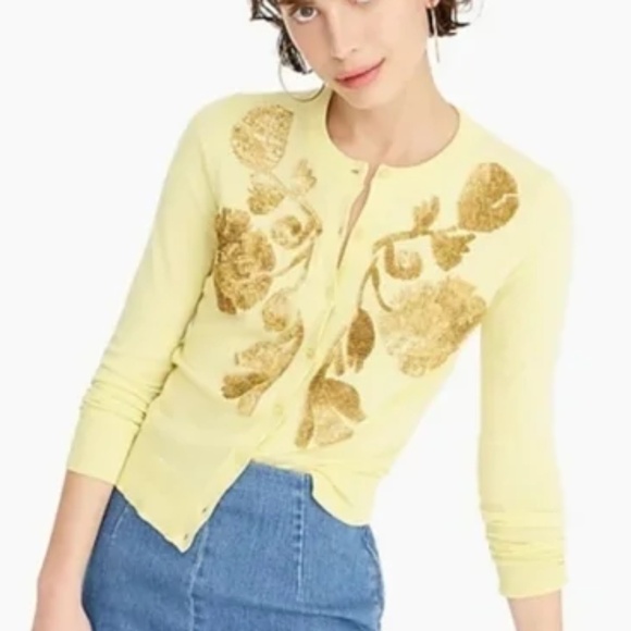 J. Crew Yellow Floral Cardigan - Picture 2 of 9